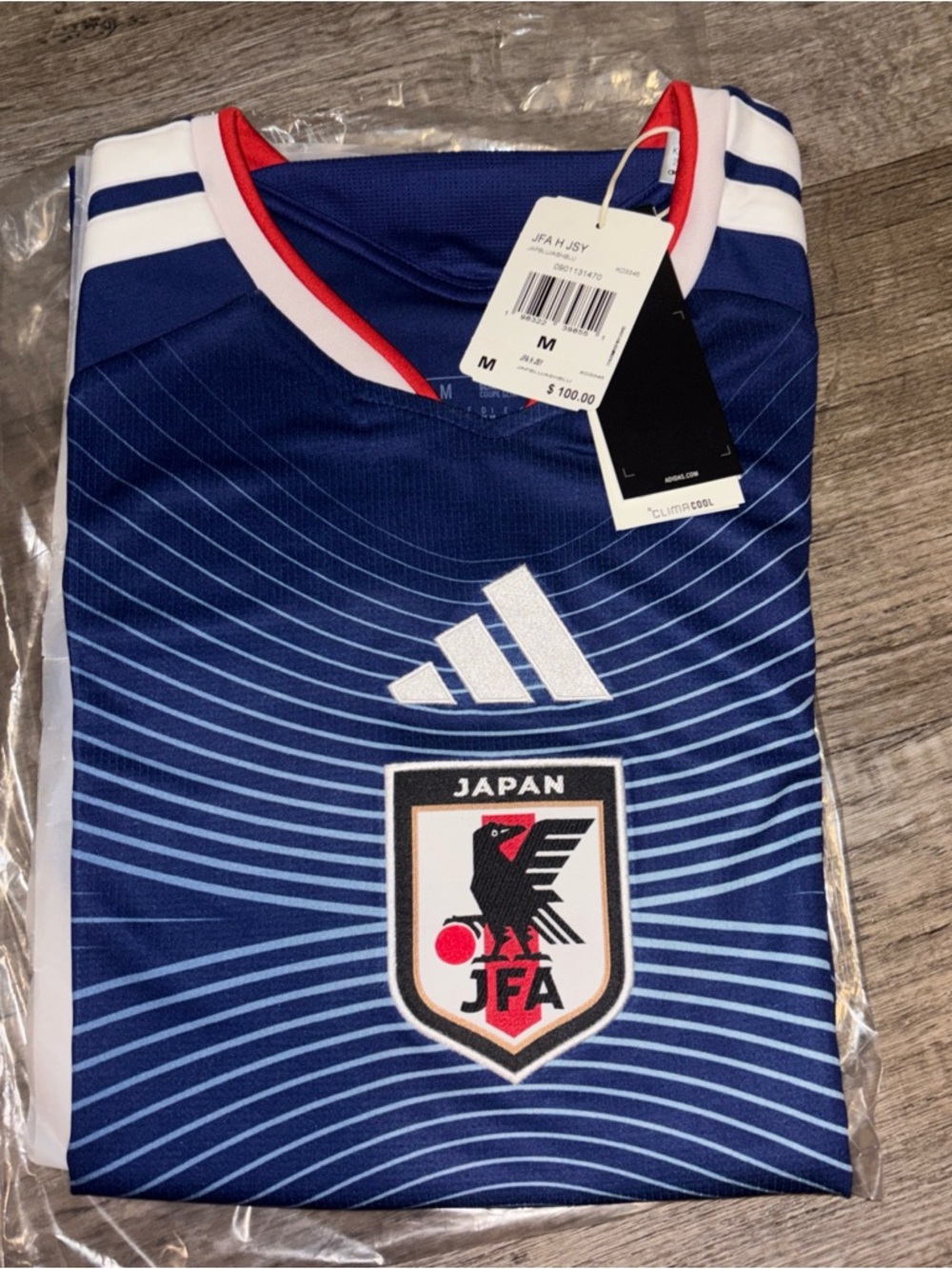 adidas Japan Men's Navy Blue White Red Soccer Jersey